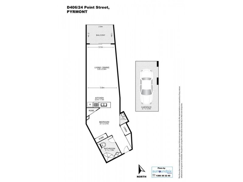 D406/24-26 Point Street, Pyrmont NSW 2009 Floorplan