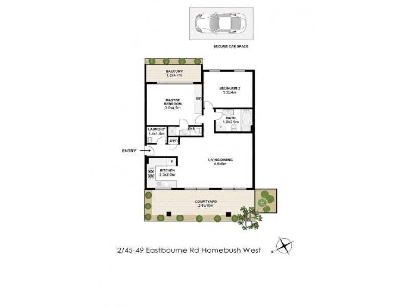 2/45 Eastbourne Road, Homebush West NSW 2140 Floorplan