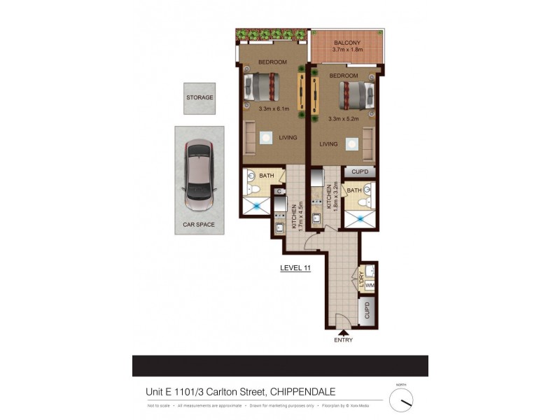 E1101/3 Carlton Street, Chippendale NSW 2008 Floorplan
