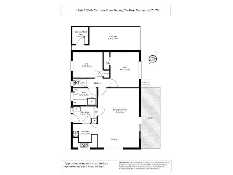 U1 249 Carlton River Rd, Carlton TAS 7173 Floorplan