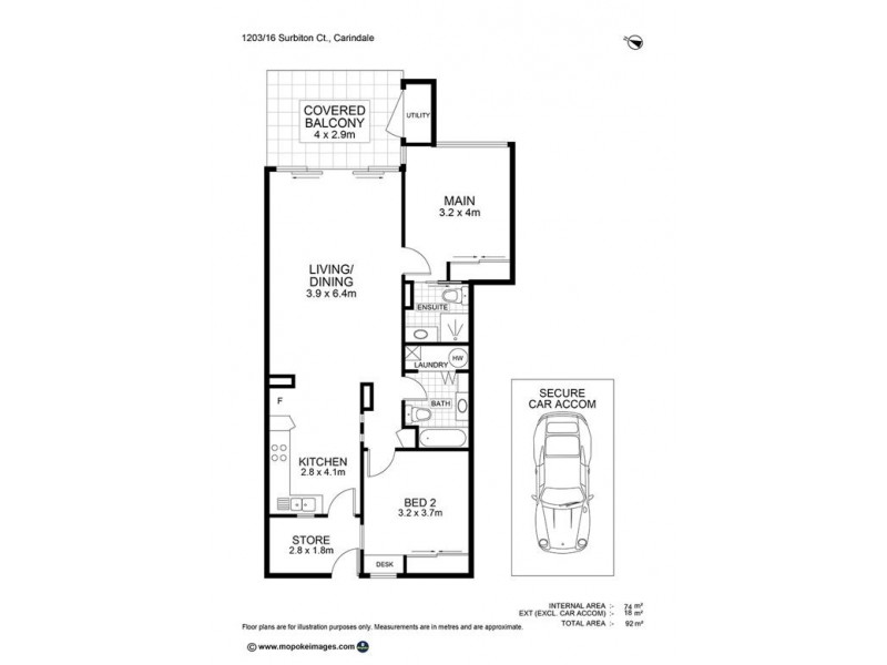 1203/16 Surbiton Court, Carindale QLD 4152 Floorplan