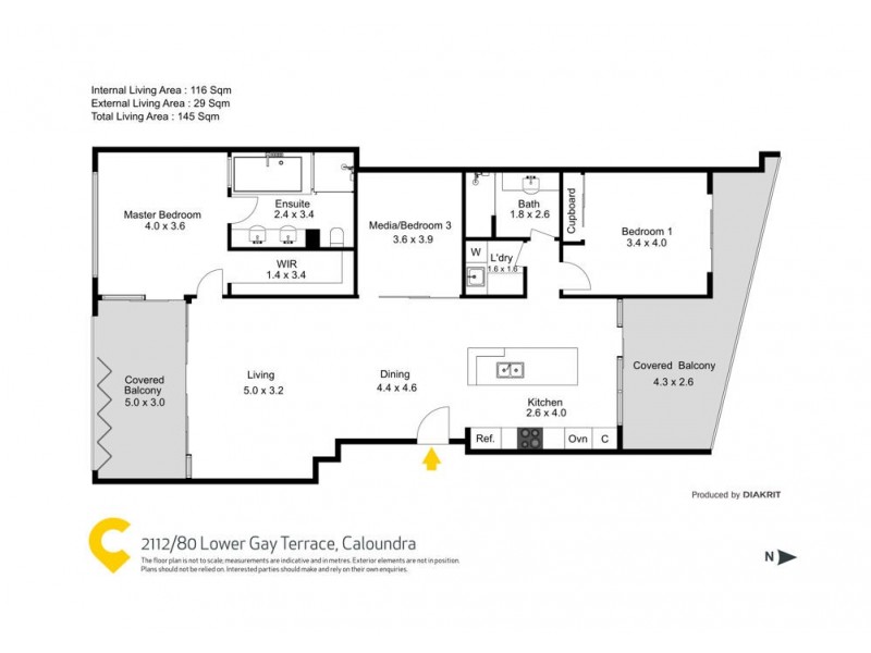 2112/80 Lower Gay Terrace, Caloundra QLD 4551 Floorplan