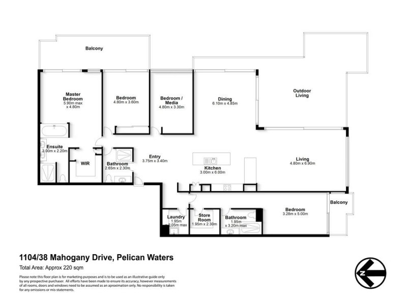 1104/38 Mahogany Drive, Pelican Waters QLD 4551 Floorplan
