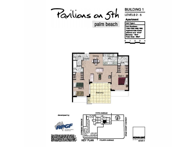 1308/10 Fifth Avenue, Palm Beach QLD 4221 Floorplan
