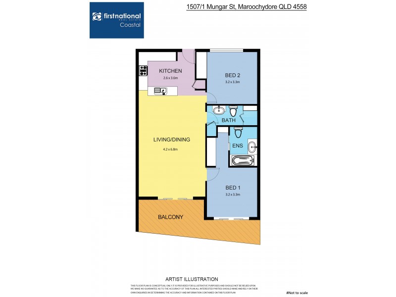 1507/1A Mungar Street, Maroochydore QLD 4558 Floorplan