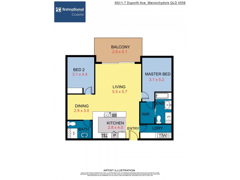 602/1 Duporth Avenue, Maroochydore QLD 4558 Floorplan