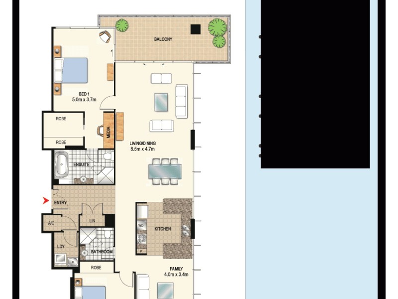 2606/1 Como Crescent, Southport QLD 4215 Floorplan