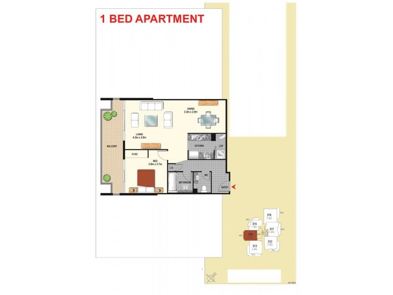 414/3 Como Crescent, Southport QLD 4215 Floorplan