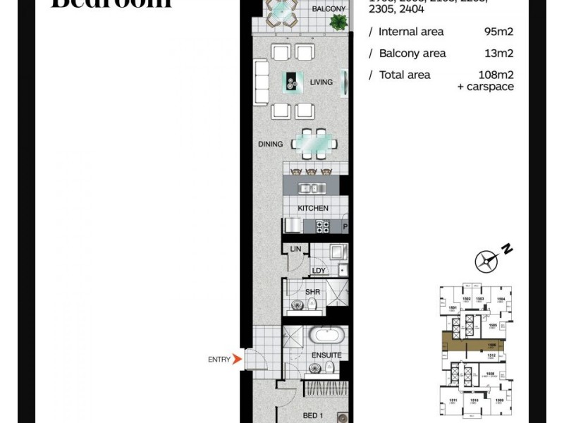 1906/2 Como Crescent, Southport QLD 4215 Floorplan