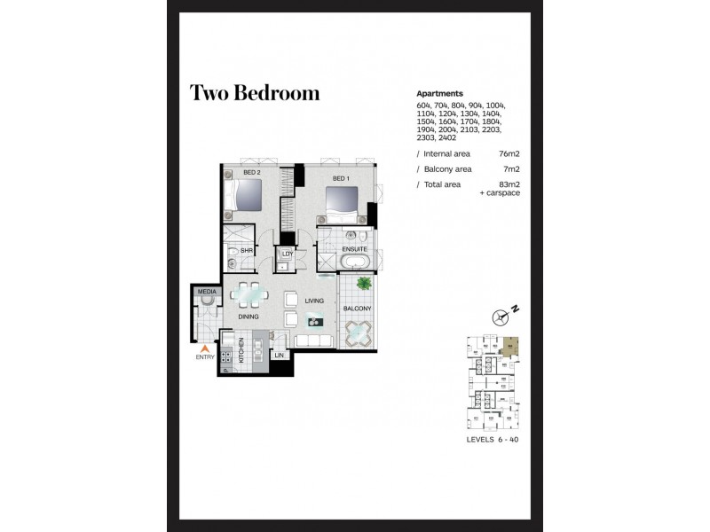 1504 2 Como Crescent, Southport QLD 4215 Floorplan