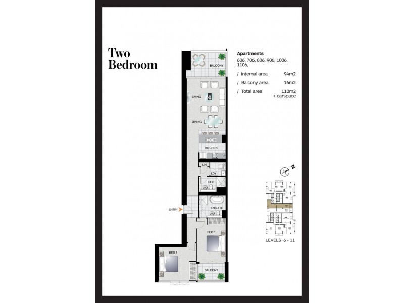 1106/2 Como Crescent, Southport QLD 4215 Floorplan
