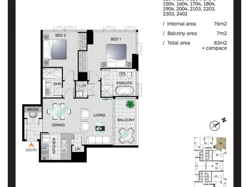 1504/2 Como Crescent, Southport QLD 4215 Floorplan