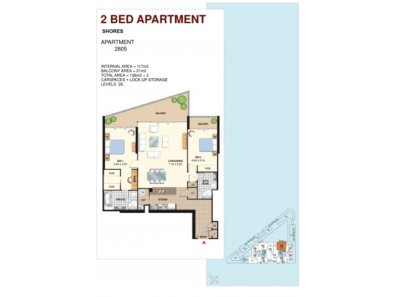 2805/1 Como Crescent, Southport QLD 4215 Floorplan