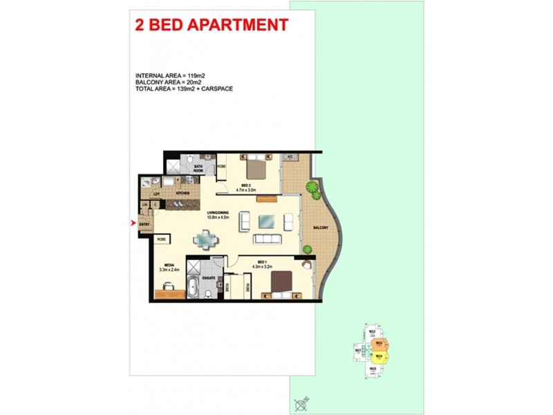 2703/4 Como Crescent, Southport QLD 4215 Floorplan