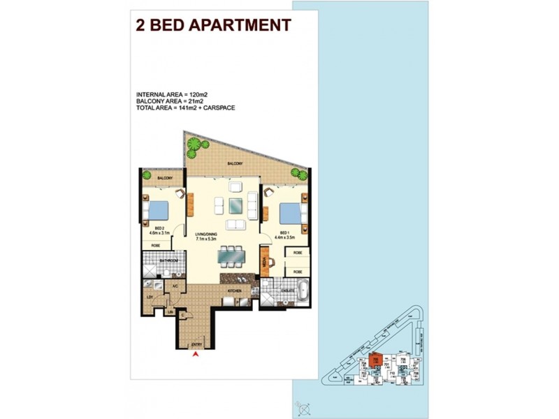 805/1 Como Crescent, Southport QLD 4215 Floorplan