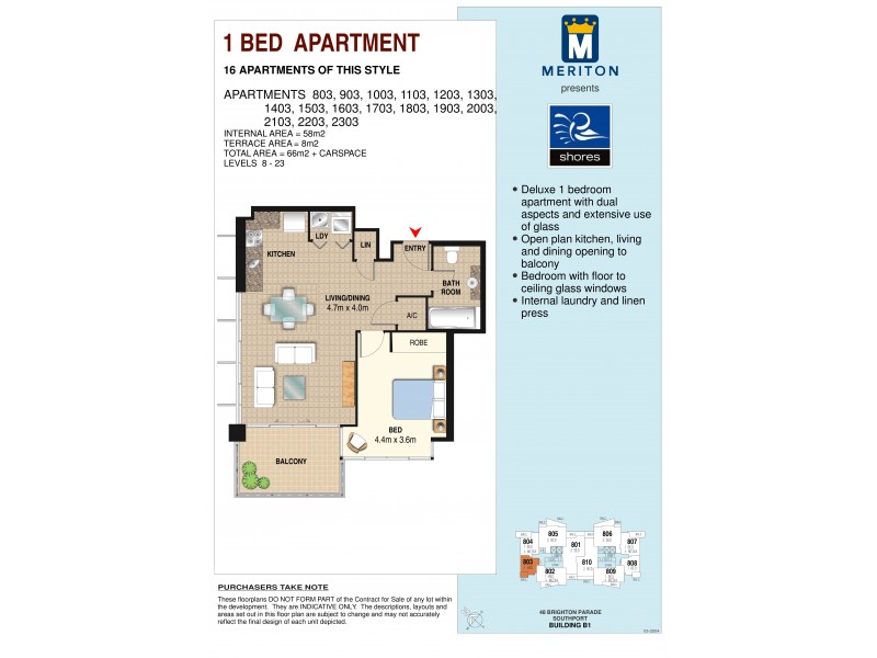 2303/1 Como Crescent, Southport QLD 4215 Floorplan