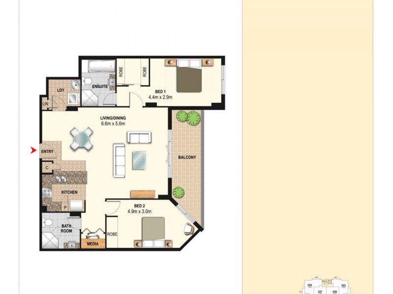 524/1 Aqua Street, Southport QLD 4215 Floorplan