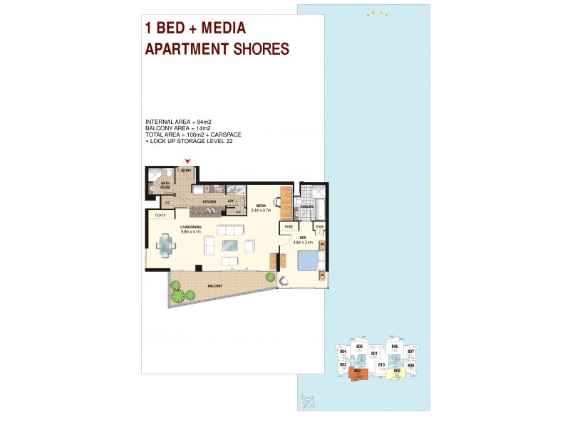 2202/1 Como Crescent, Southport QLD 4215 Floorplan