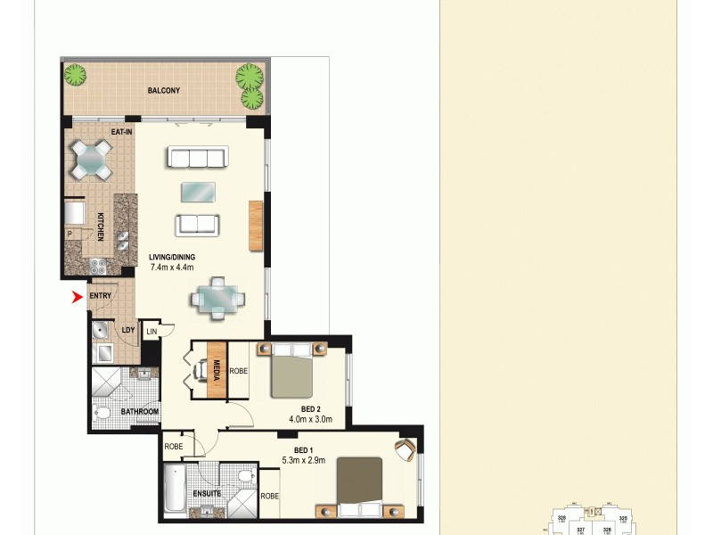 323/1 Aqua Street, Southport QLD 4215 Floorplan