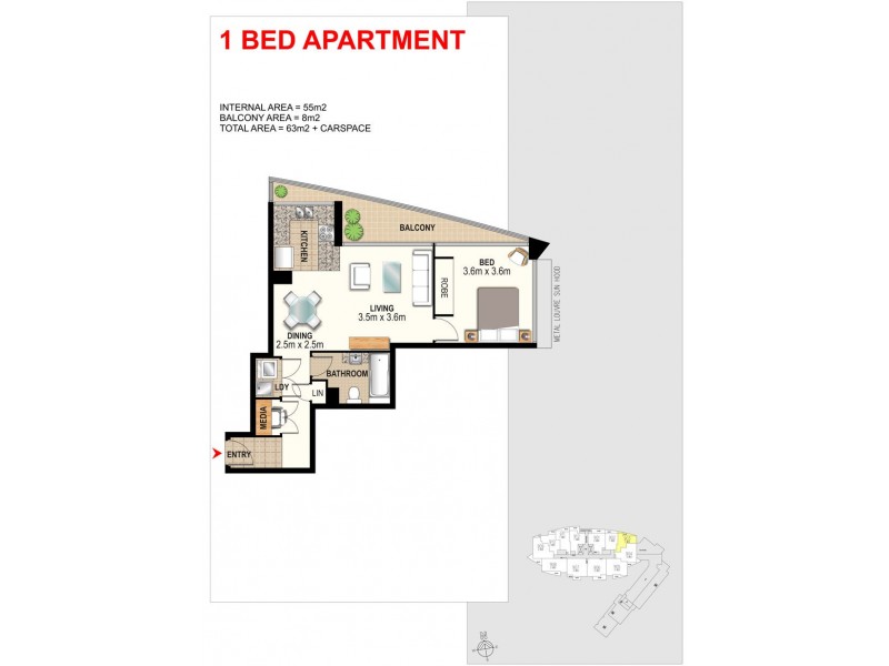 1303/2 Aqua Street, Southport QLD 4215 Floorplan