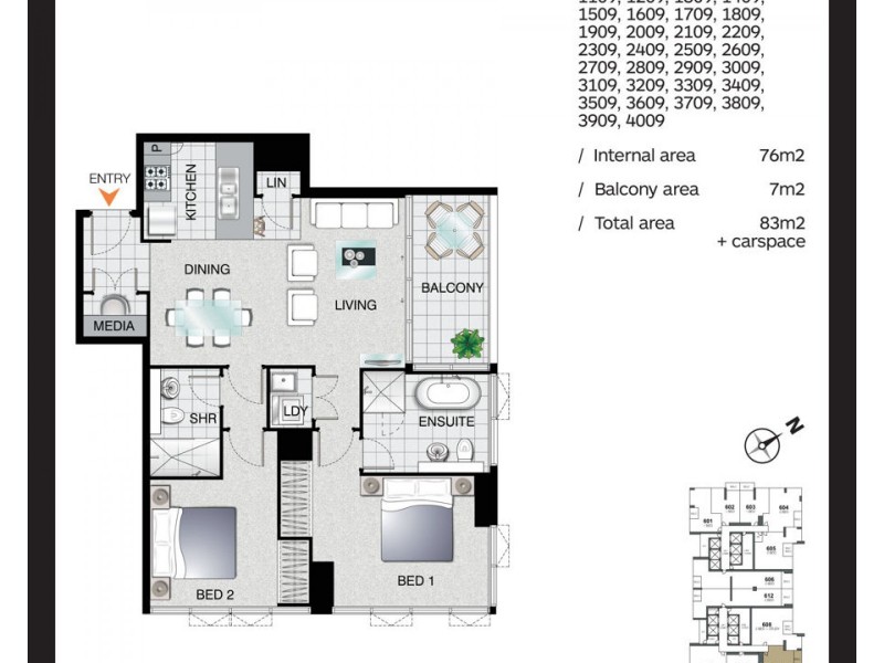 1809/2 Como Crescent, Southport QLD 4215 Floorplan