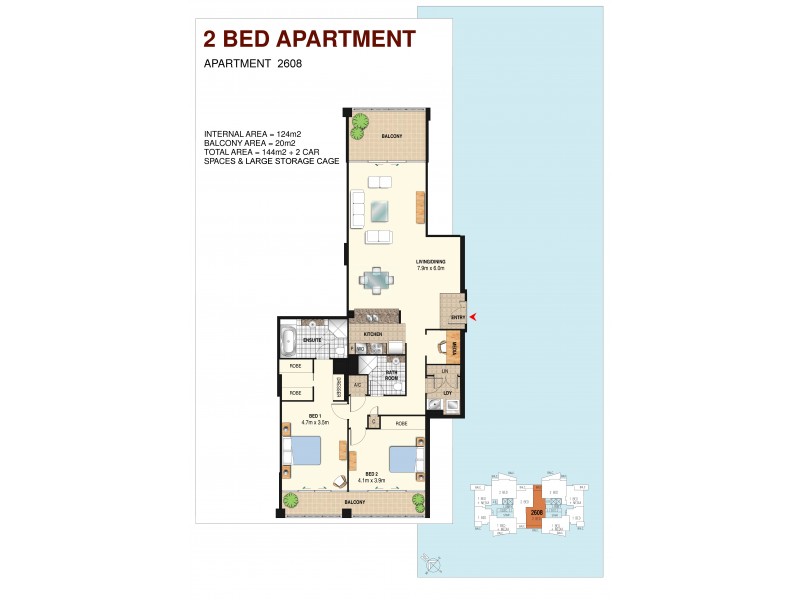 2608/1 Como Crescent, Southport QLD 4215 Floorplan