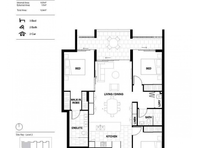 206/50 Garden Tce, Newmarket QLD 4051 Floorplan