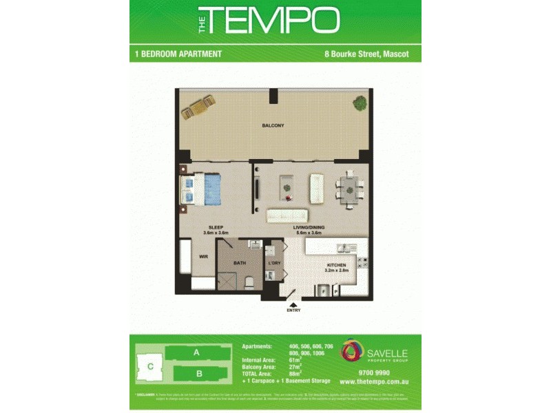 606C/8 Bourke Street, Mascot NSW 2020 Floorplan