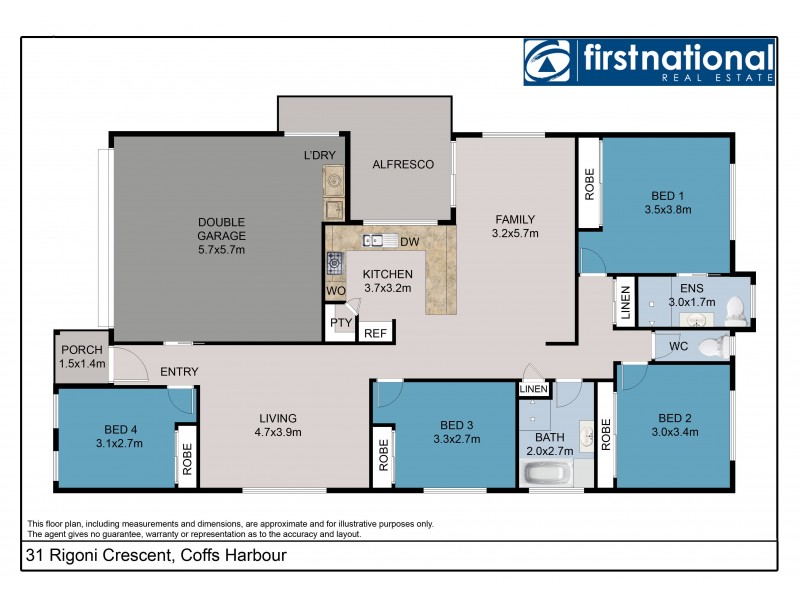 31 Rigoni Crescent, Coffs Harbour NSW 2450 Floorplan