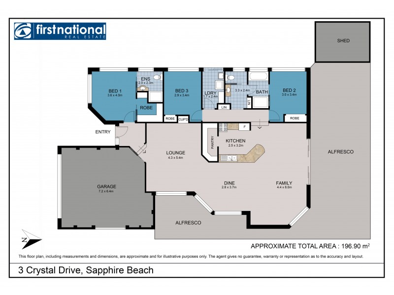 3 Crystal Drive, Sapphire Beach NSW 2450 Floorplan