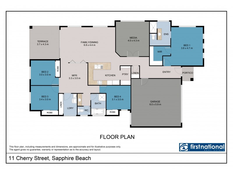 11 Cherry Street, Sapphire Beach NSW 2450 Floorplan