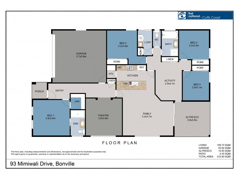 93 Mimiwali Drive, Bonville NSW 2441 Floorplan