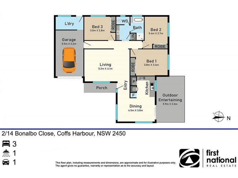 2/14 Bonalbo Close, Coffs Harbour NSW 2450 Floorplan