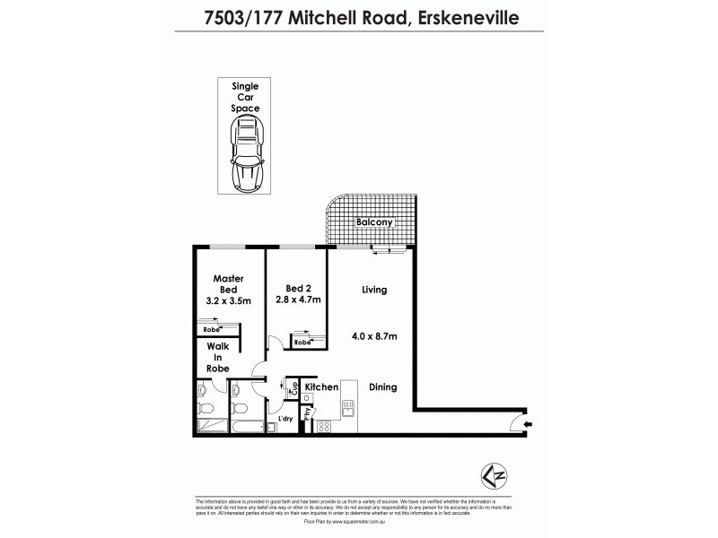 7503/177-219 Mitchell Road, Erskineville NSW 2043 Floorplan