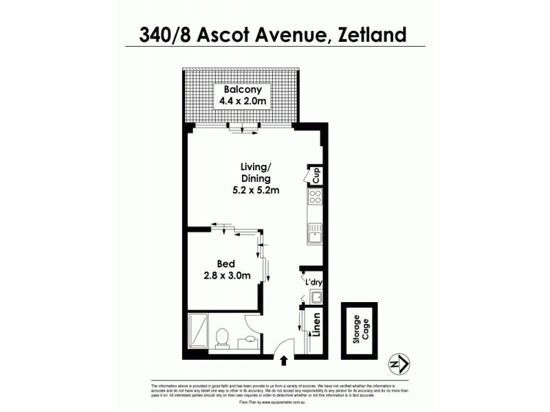 340/8 Ascot Ave, Zetland NSW 2017 Floorplan