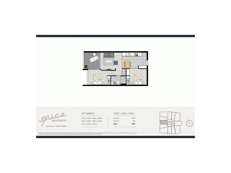 Unit 10811, 25 Bouquet Street, South Brisbane QLD 4101 Floorplan