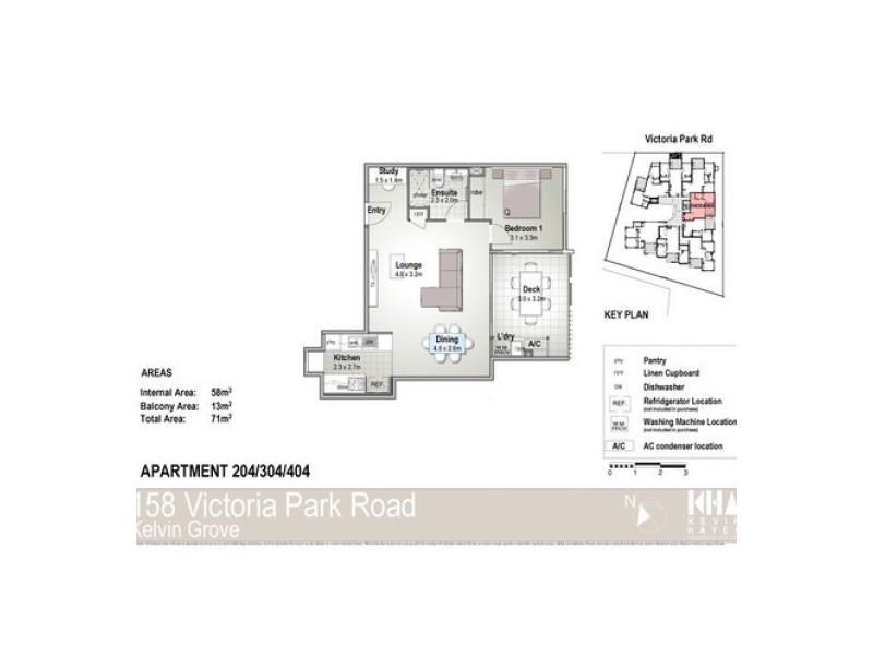 307/158 Victoria Park Road, Kelvin Grove QLD 4059 Floorplan