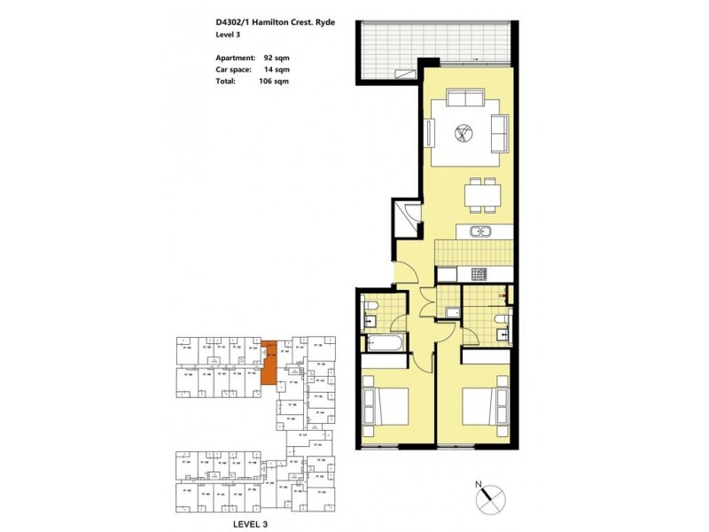 D4302/1 Hamilton Crescent, Ryde NSW 2112 Floorplan