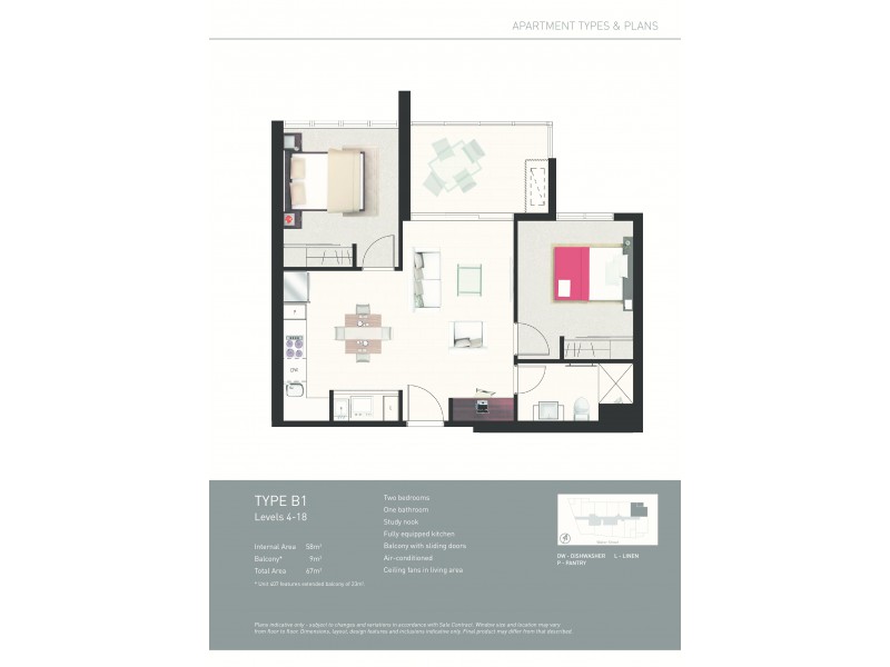 1607 / 338 Water Street, Fortitude Valley QLD 4006 Floorplan