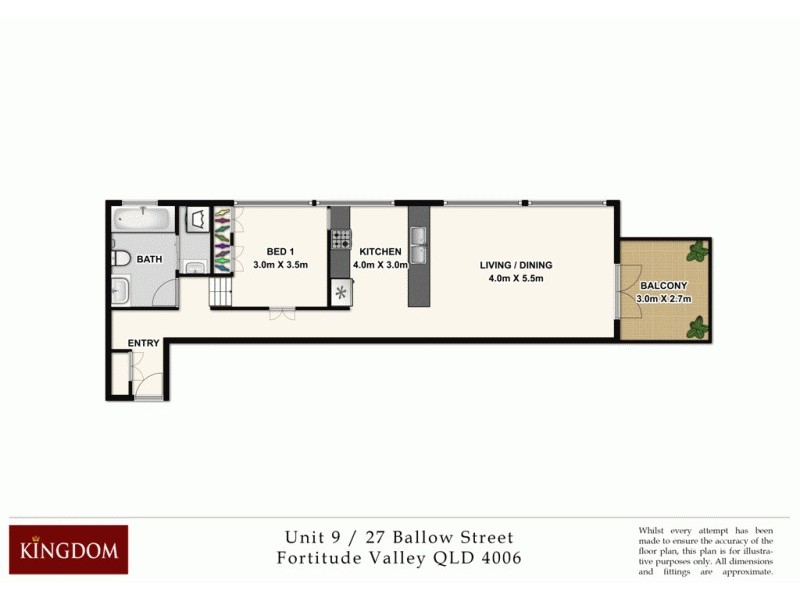 9/27 Ballow St, Fortitude Valley QLD 4006 Floorplan