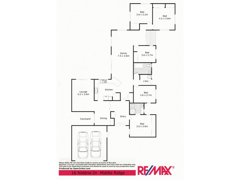 16 Niddrie Drive, Middle Ridge QLD 4350 Floorplan