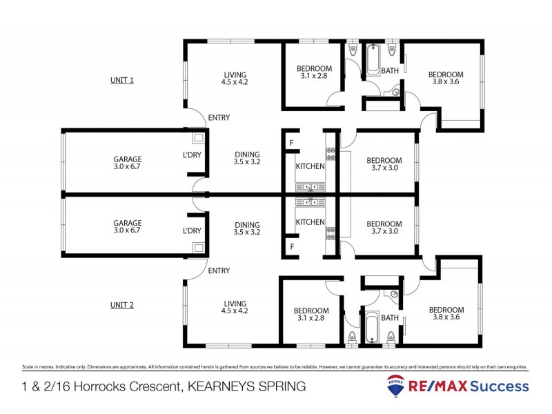1 & 2, 16 Horrocks Crescent, Kearneys Spring QLD 4350 Floorplan