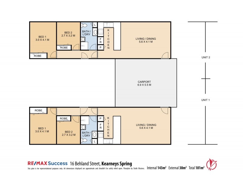 1 & 2/16 Behland Street, Kearneys Spring QLD 4350 Floorplan