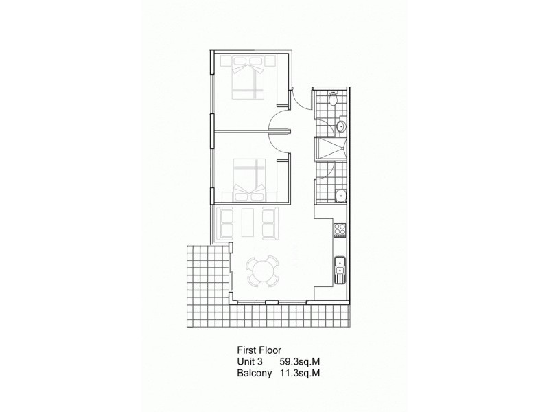 2 Bed & 1 Bath Apartments @  Wilson Street, Dandenong VIC 3175 Floorplan