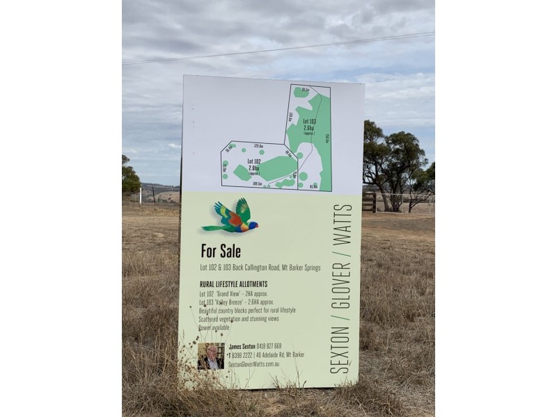 Lot 102 & 103 Back Callington Road, Mount Barker Springs SA 5251