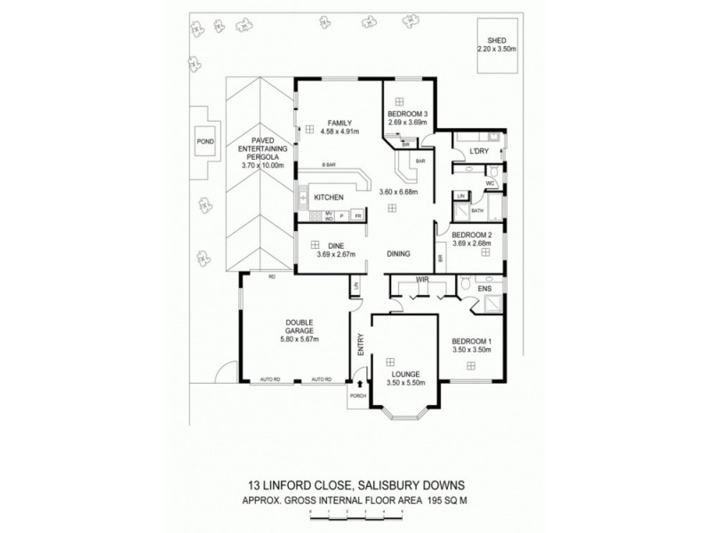 13 Linford Close, Salisbury Downs SA 5108 Floorplan