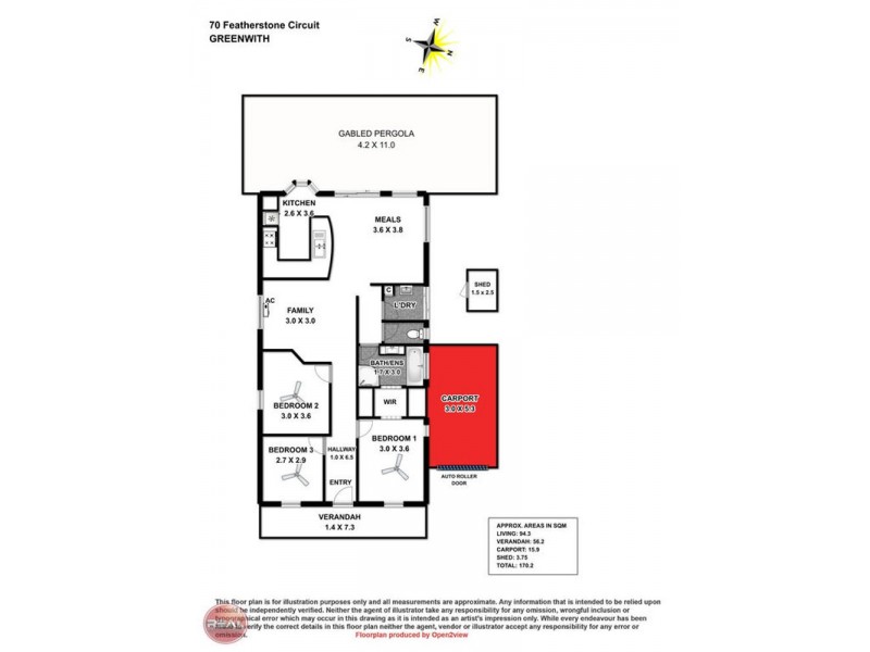 70 Featherstone Circuit, Greenwith SA 5125 Floorplan