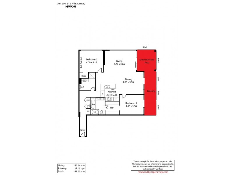 Unit 606/2-6 Pilla Avenue, New Port SA 5015 Floorplan