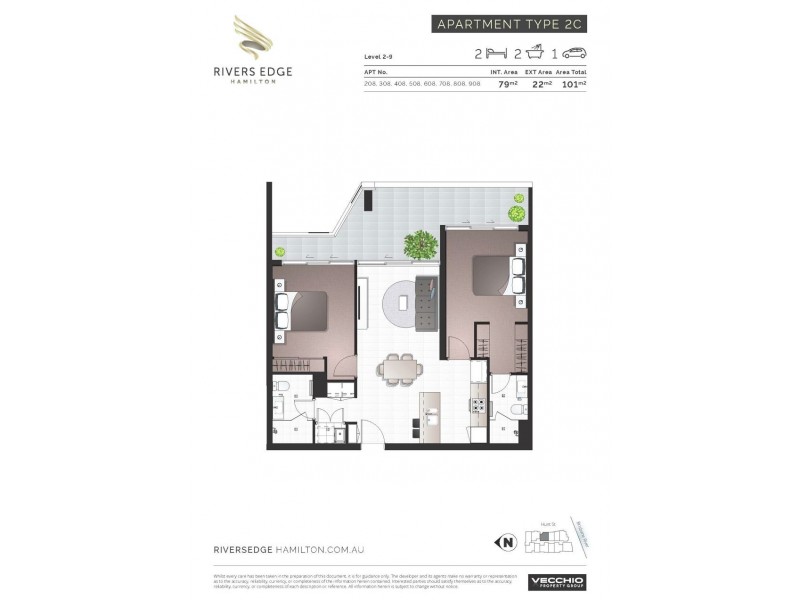 U808 /8 Hunt Street, Hamilton QLD 4007 Floorplan