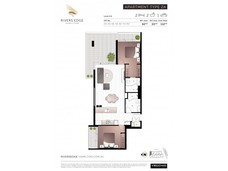 U412 8 Hunt Street, Hamilton QLD 4007 Floorplan